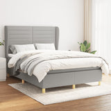 Sommier à lattes de lit avec matelas Gris clair 140x190cm Tissu