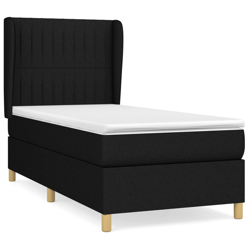 Sommier à lattes de lit avec matelas Noir 90x200 cm Tissu