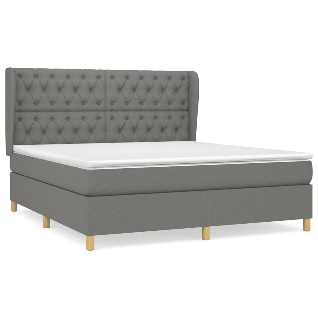 Sommier à lattes de lit avec matelas Gris foncé 160x200cm Tissu