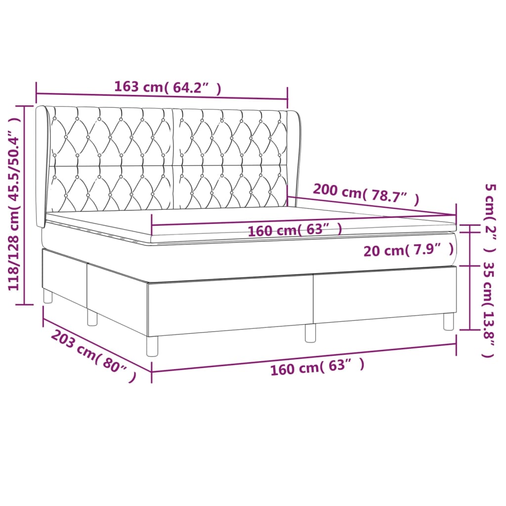 Sommier à lattes de lit avec matelas Crème 160x200 cm Tissu