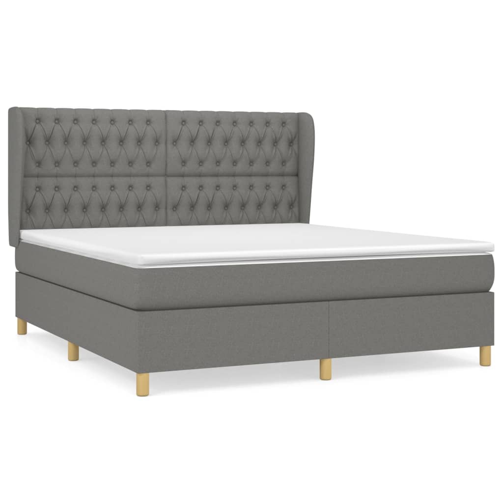 Sommier à lattes de lit avec matelas Gris foncé 180x200cm Tissu