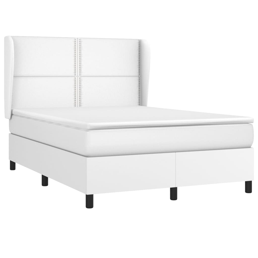 Sommier à lattes de lit avec matelas Blanc 140x190cm Similicuir