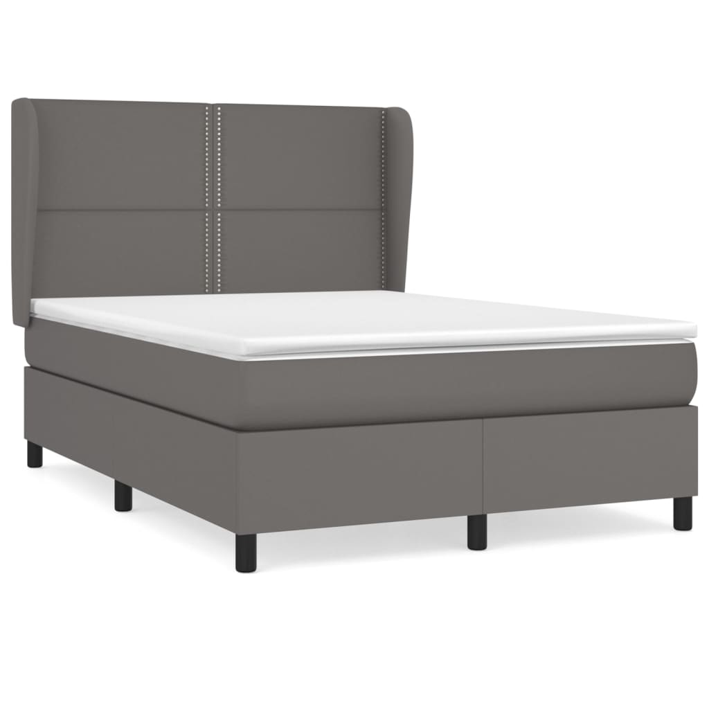 Sommier à lattes de lit avec matelas Gris 140x190 cm Similicuir