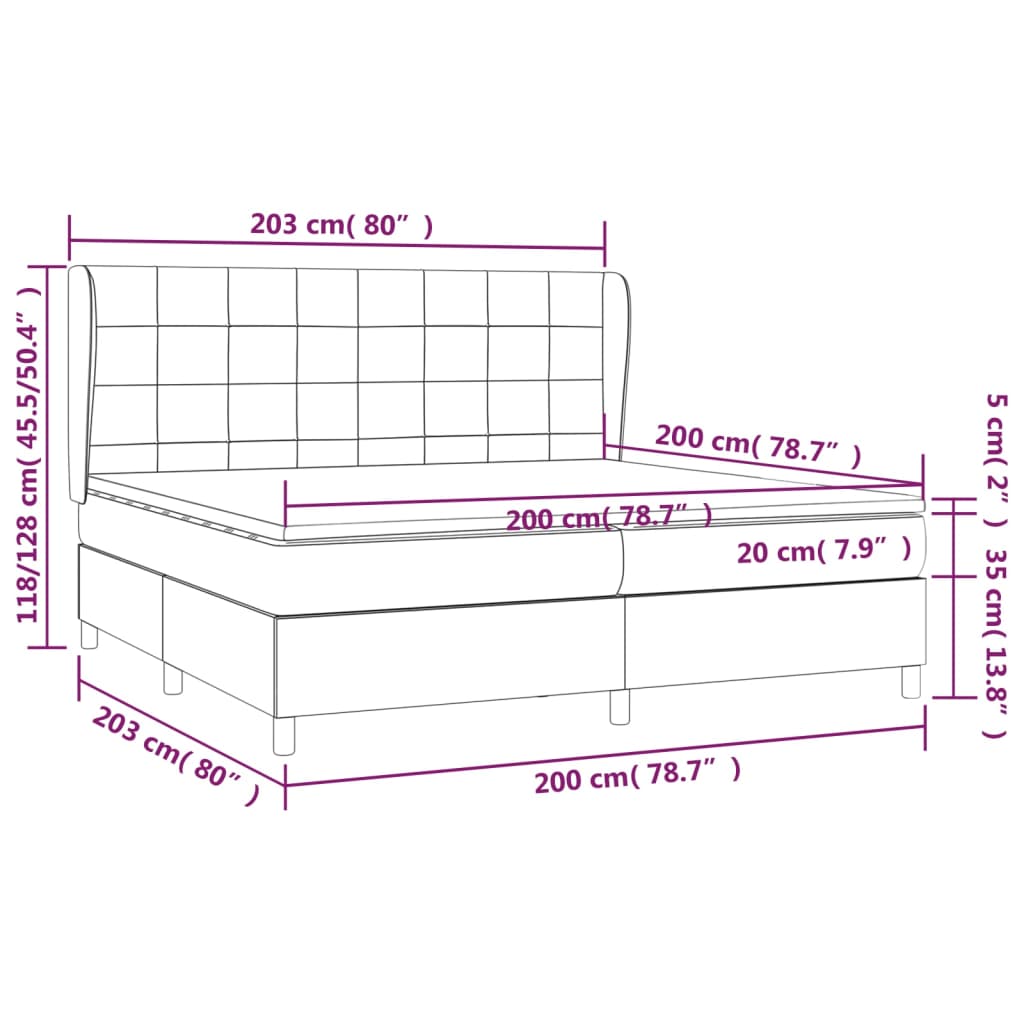 Sommier à lattes de lit avec matelas Rose 200x200 cm Velours