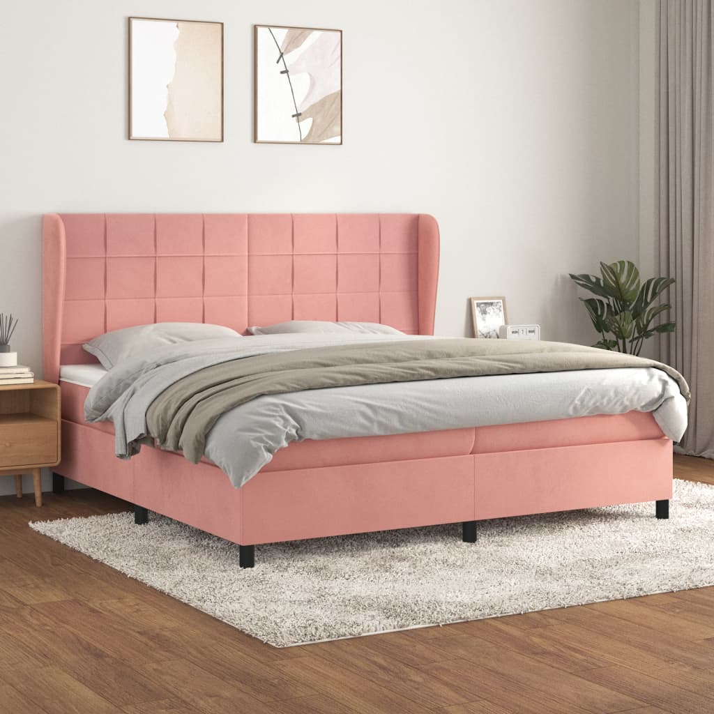 Sommier à lattes de lit avec matelas Rose 200x200 cm Velours