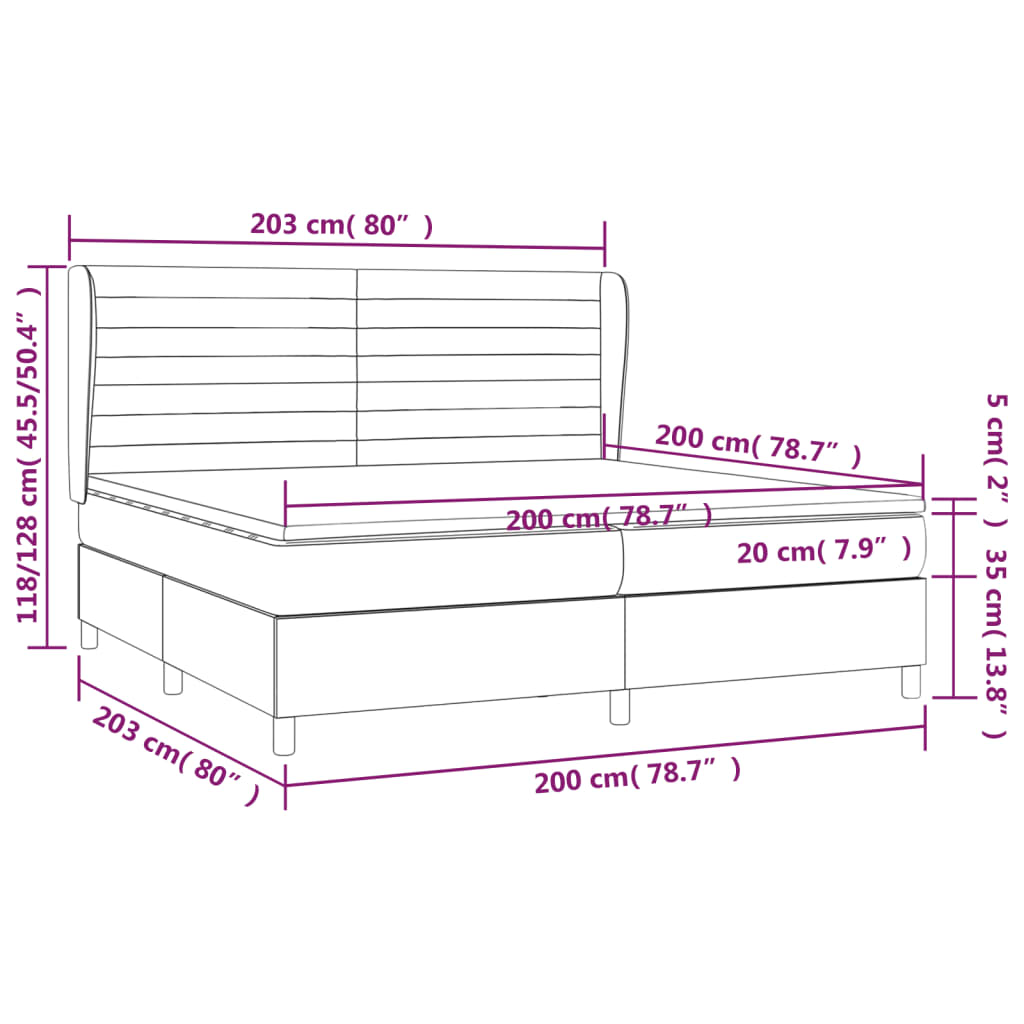 Sommier à lattes de lit et matelas Gris clair 200x200cm Velours