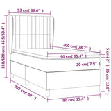 Sommier à lattes de lit avec matelas Noir 90x200 cm Velours