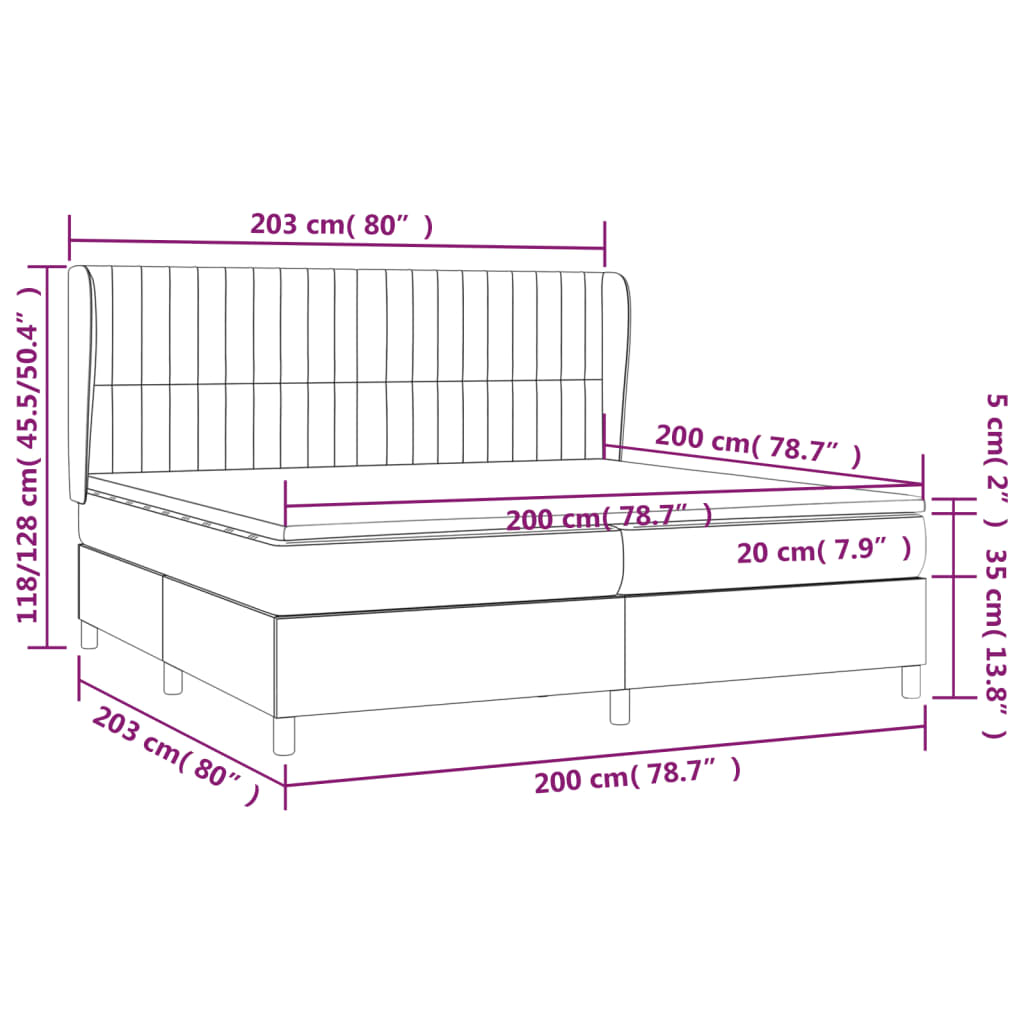 Sommier à lattes de lit avec matelas Rose 200x200 cm Velours