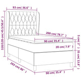 Sommier à lattes de lit avec matelas Noir 90x200 cm Velours