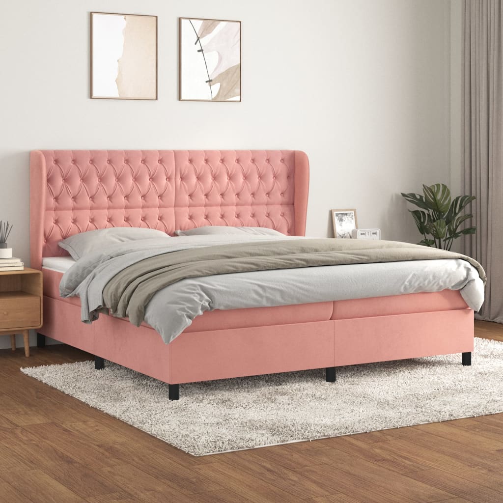 Sommier à lattes de lit avec matelas Rose 200x200 cm Velours