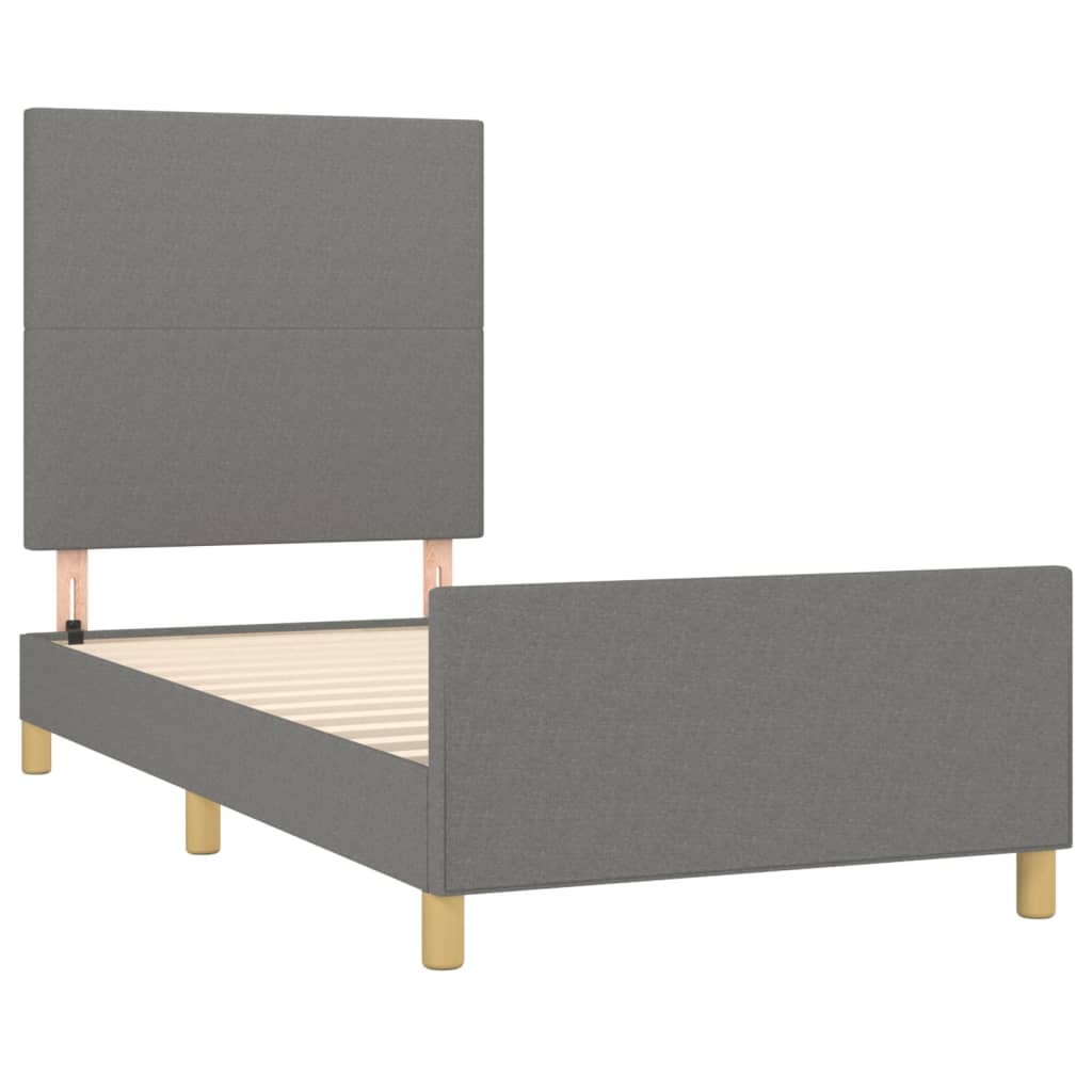 Cadre de lit sans matelas gris foncé 90x190 cm tissu