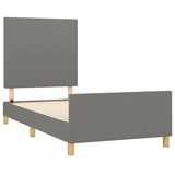 Cadre de lit sans matelas gris foncé 90x190 cm tissu