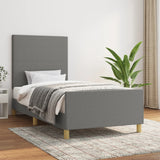 Cadre de lit sans matelas gris foncé 90x190 cm tissu