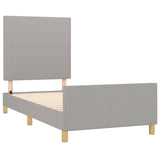 Cadre de lit sans matelas gris clair 100x200 cm tissu