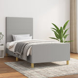 Cadre de lit sans matelas gris clair 100x200 cm tissu