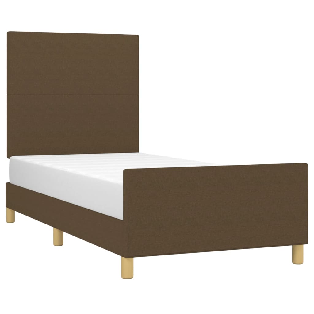 Cadre de lit sans matelas marron foncé 100x200 cm tissu