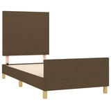 Cadre de lit sans matelas marron foncé 100x200 cm tissu