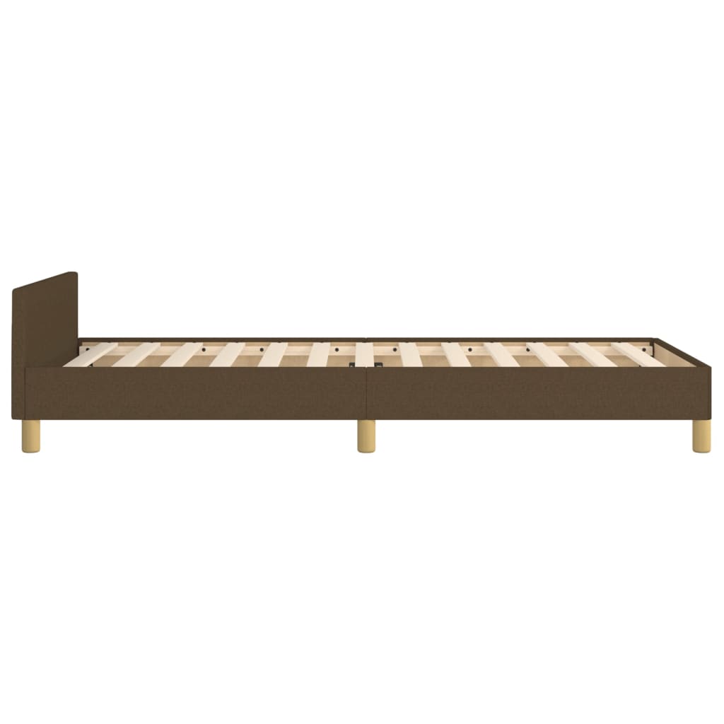 Cadre de lit sans matelas marron foncé 100x200 cm tissu