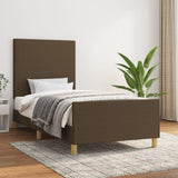 Cadre de lit sans matelas marron foncé 100x200 cm tissu