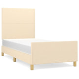 Cadre de lit sans matelas crème 100x200 cm tissu