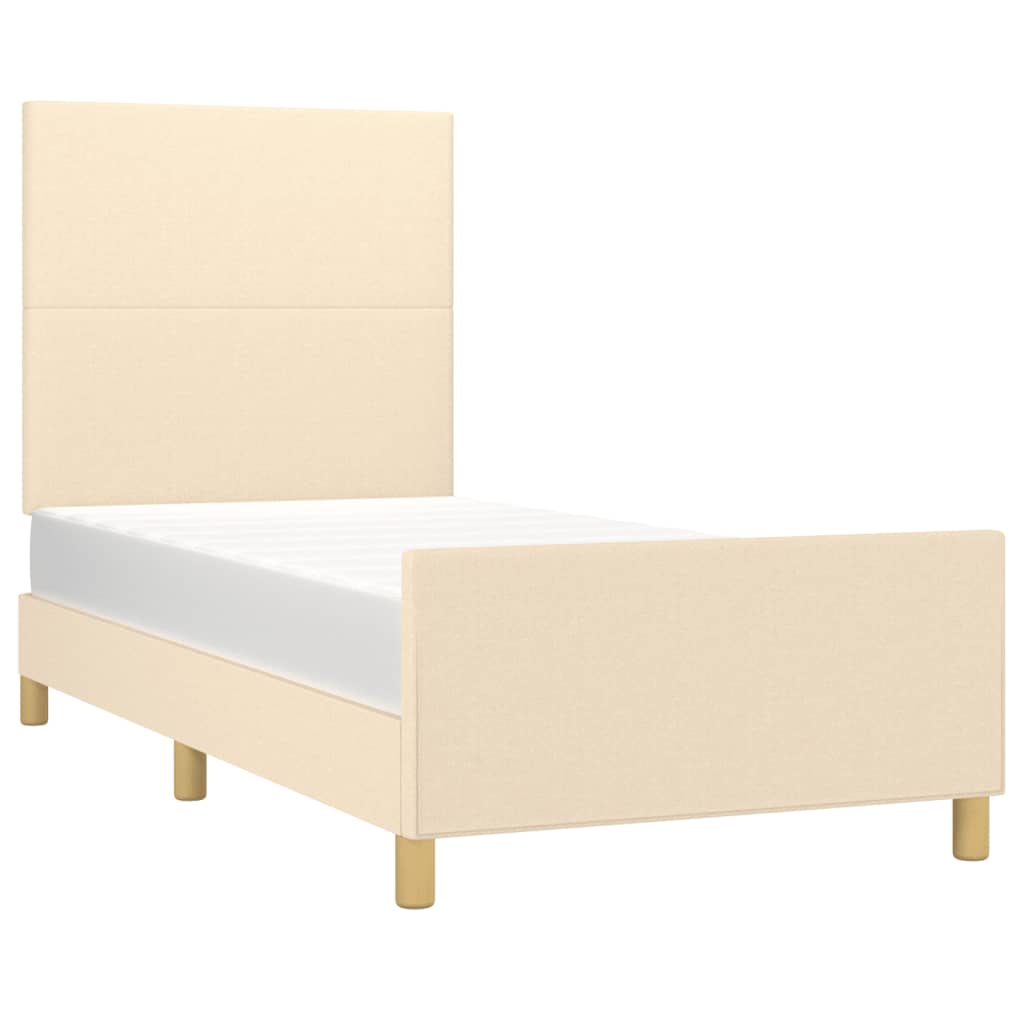 Cadre de lit sans matelas crème 100x200 cm tissu