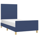 Cadre de lit sans matelas bleu 100x200 cm tissu