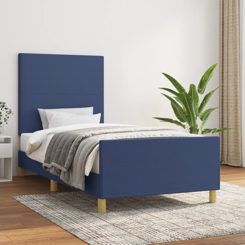 Cadre de lit sans matelas bleu 100x200 cm tissu