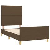 Cadre de lit sans matelas marron foncé 90x200 cm tissu