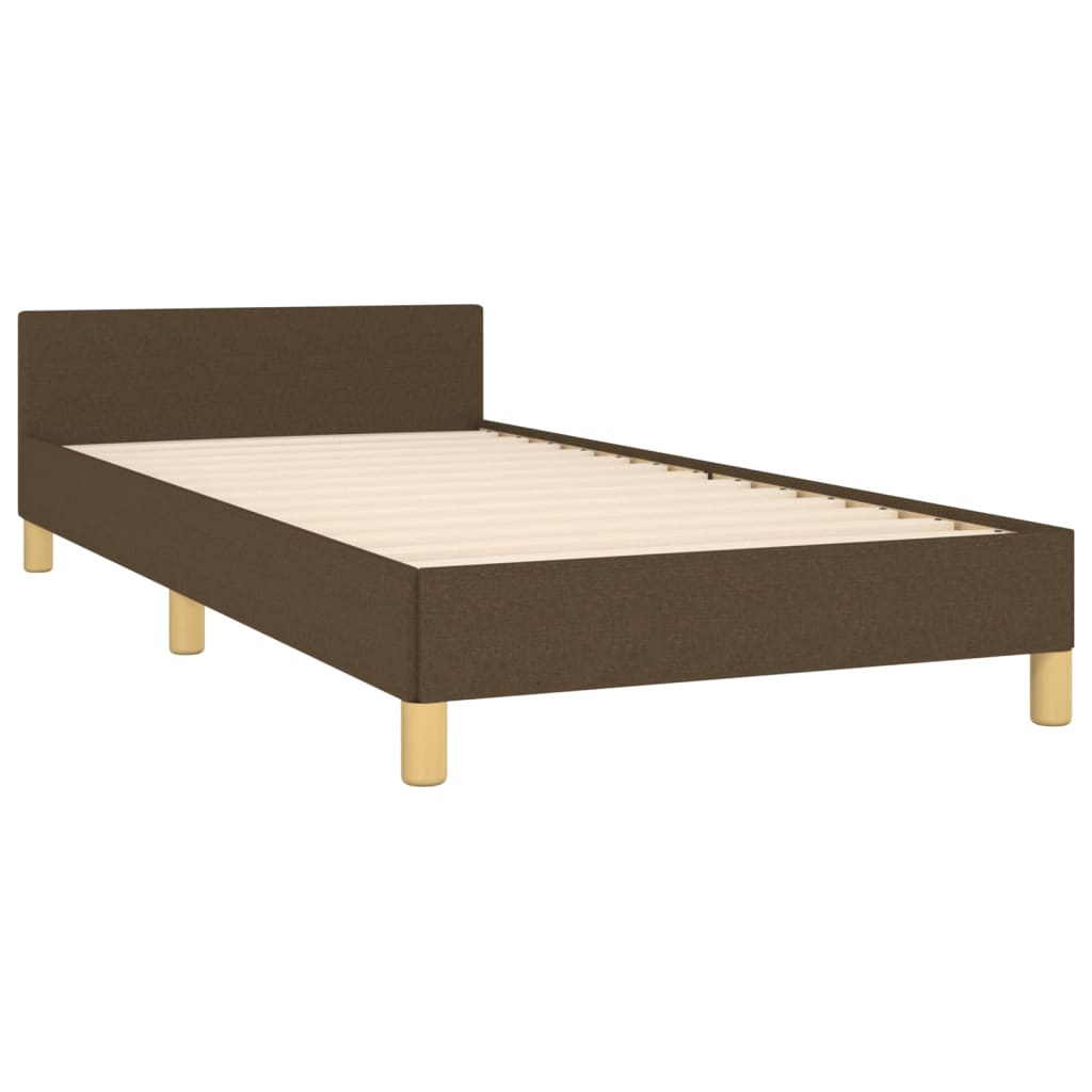 Cadre de lit sans matelas marron foncé 90x200 cm tissu