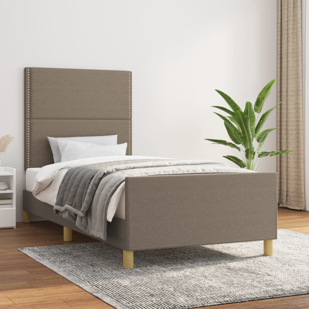 Cadre de lit sans matelas taupe 90x200 cm tissu