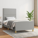 Cadre de lit sans matelas gris clair 100x200 cm tissu