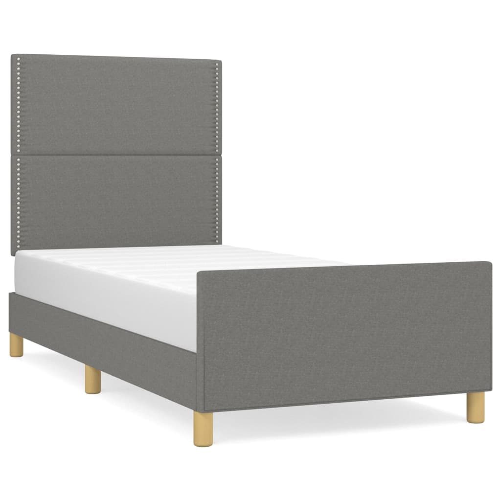 Cadre de lit sans matelas gris foncé 100x200 cm tissu