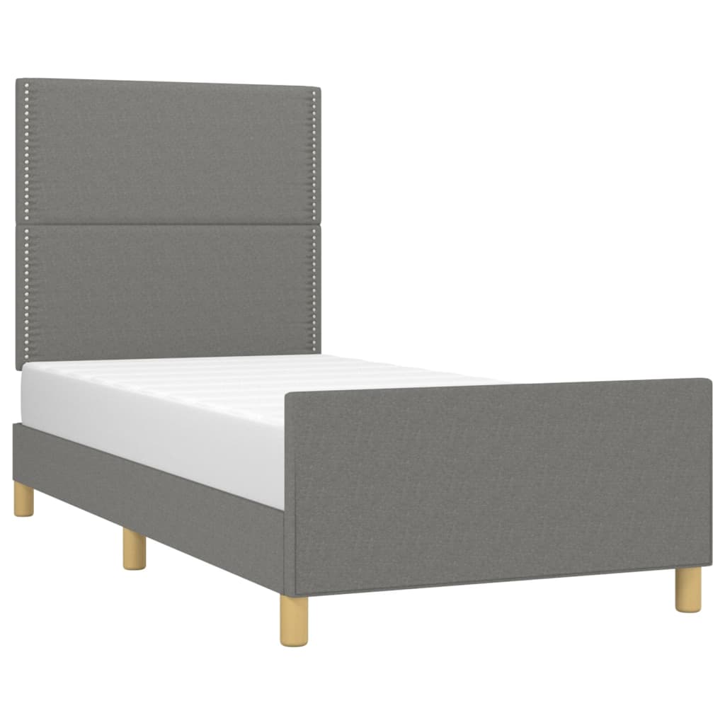 Cadre de lit sans matelas gris foncé 100x200 cm tissu