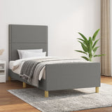 Cadre de lit sans matelas gris foncé 100x200 cm tissu