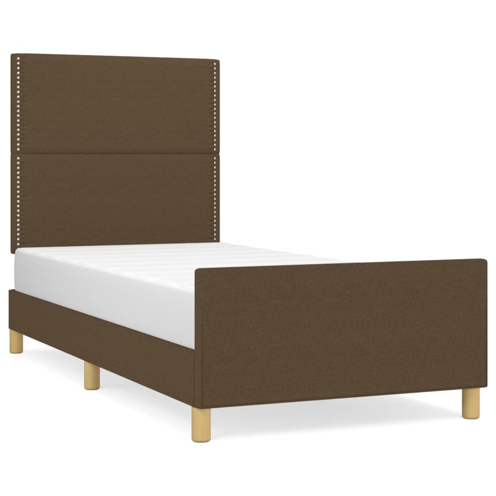 Cadre de lit sans matelas marron foncé 100x200 cm tissu