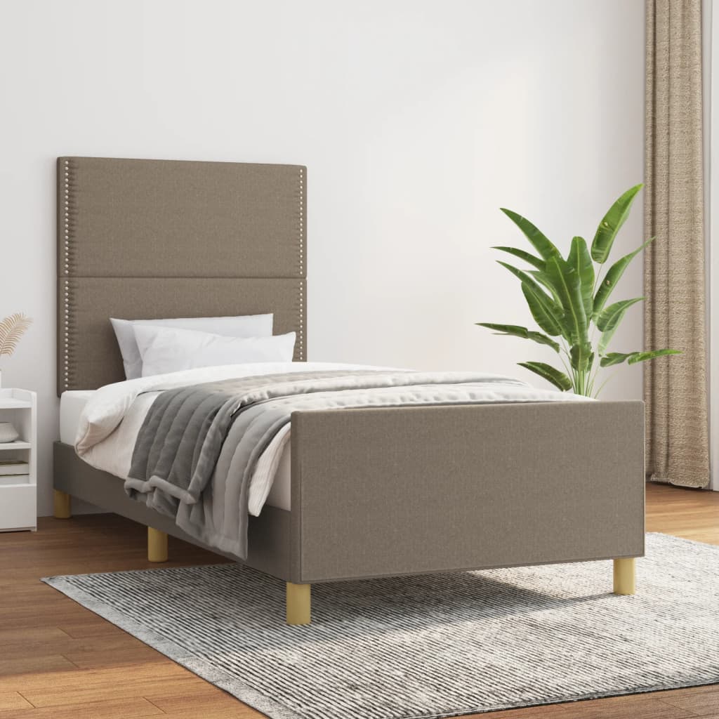 Cadre de lit sans matelas taupe 100x200 cm tissu