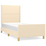 Cadre de lit sans matelas crème 100x200 cm tissu