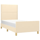 Cadre de lit sans matelas crème 100x200 cm tissu