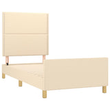 Cadre de lit sans matelas crème 100x200 cm tissu