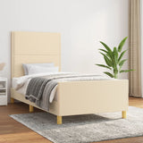 Cadre de lit sans matelas crème 100x200 cm tissu