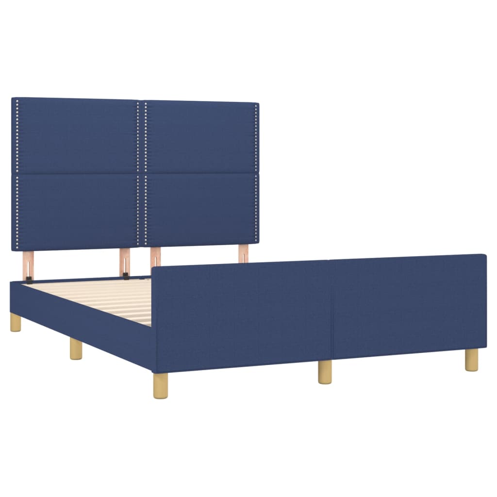 Cadre de lit sans matelas bleu 140x190 cm tissu