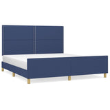 Cadre de lit sans matelas bleu 160x200 cm tissu