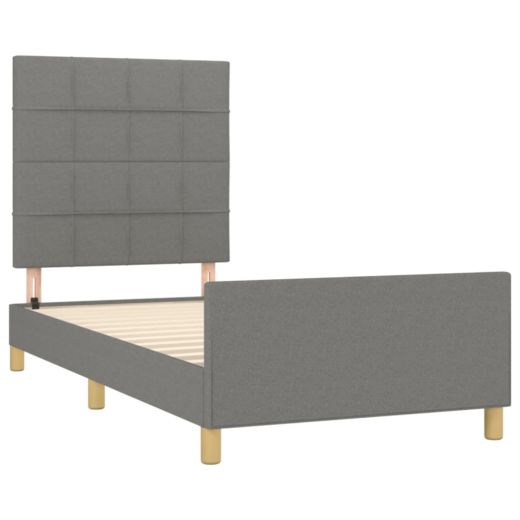 Cadre de lit sans matelas gris foncé 90x190 cm tissu