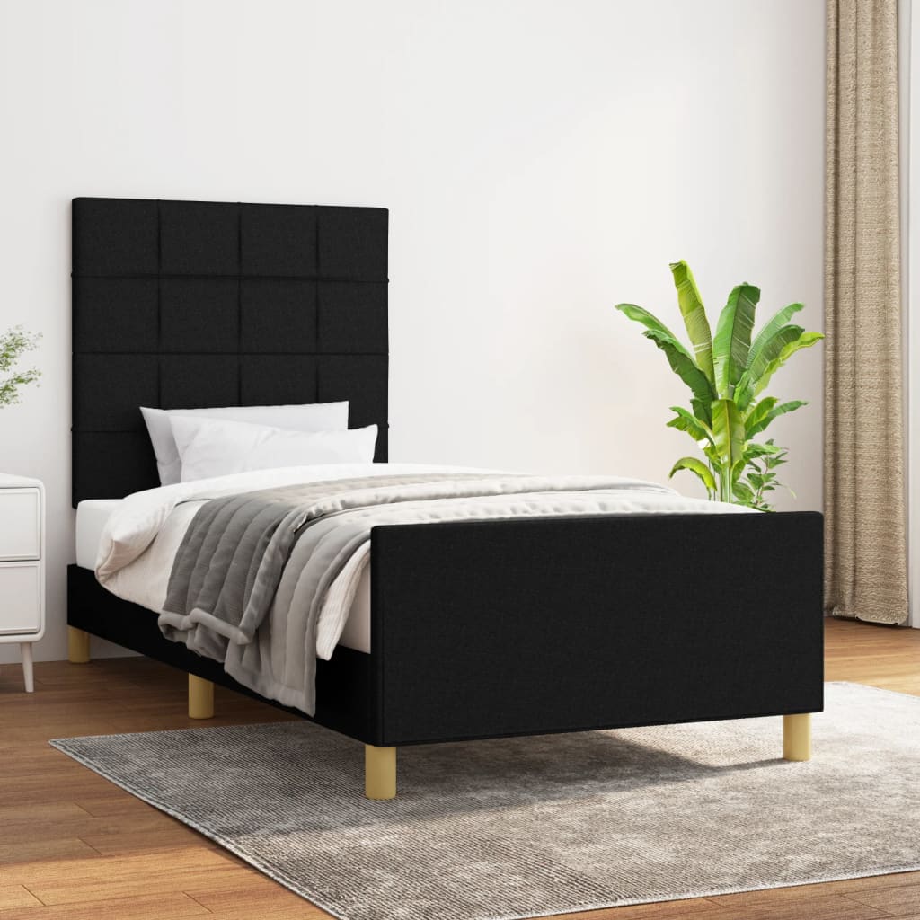 Cadre de lit sans matelas noir 90x190 cm tissu