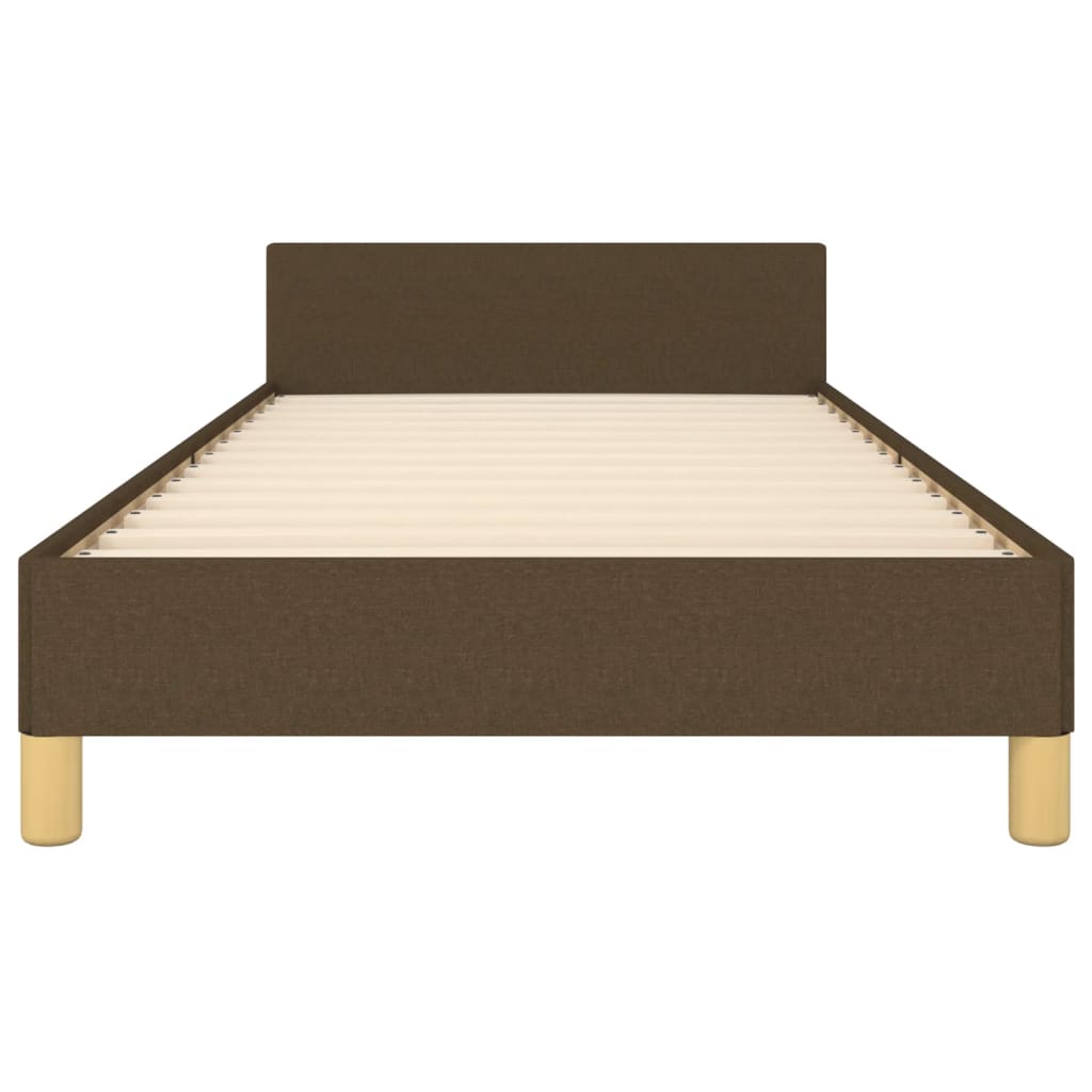 Cadre de lit sans matelas marron foncé 90x190 cm tissu