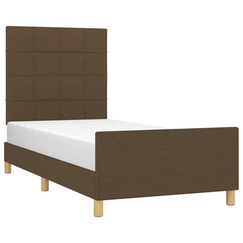 Cadre de lit sans matelas marron foncé 90x200 cm tissu