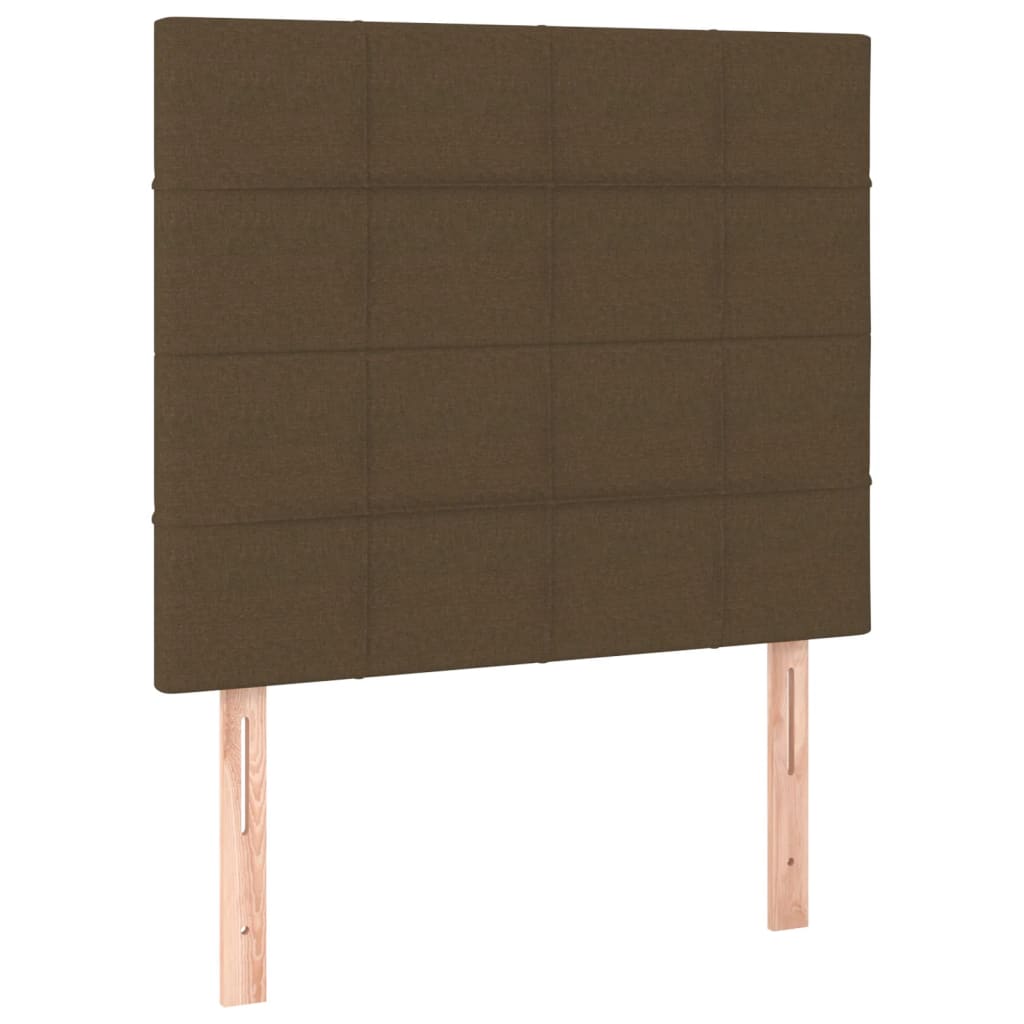 Cadre de lit sans matelas marron foncé 90x200 cm tissu