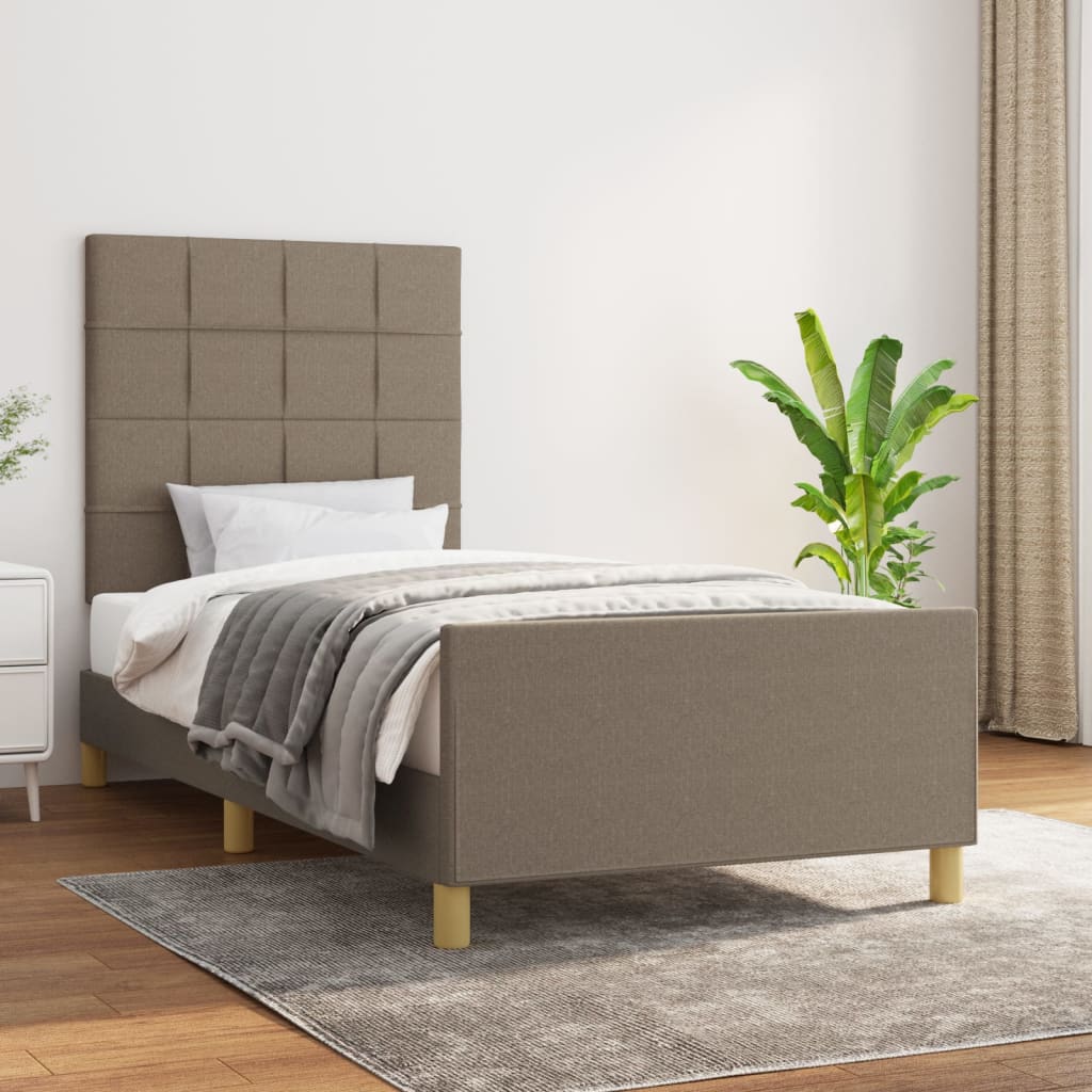 Cadre de lit sans matelas taupe 90x200 cm tissu