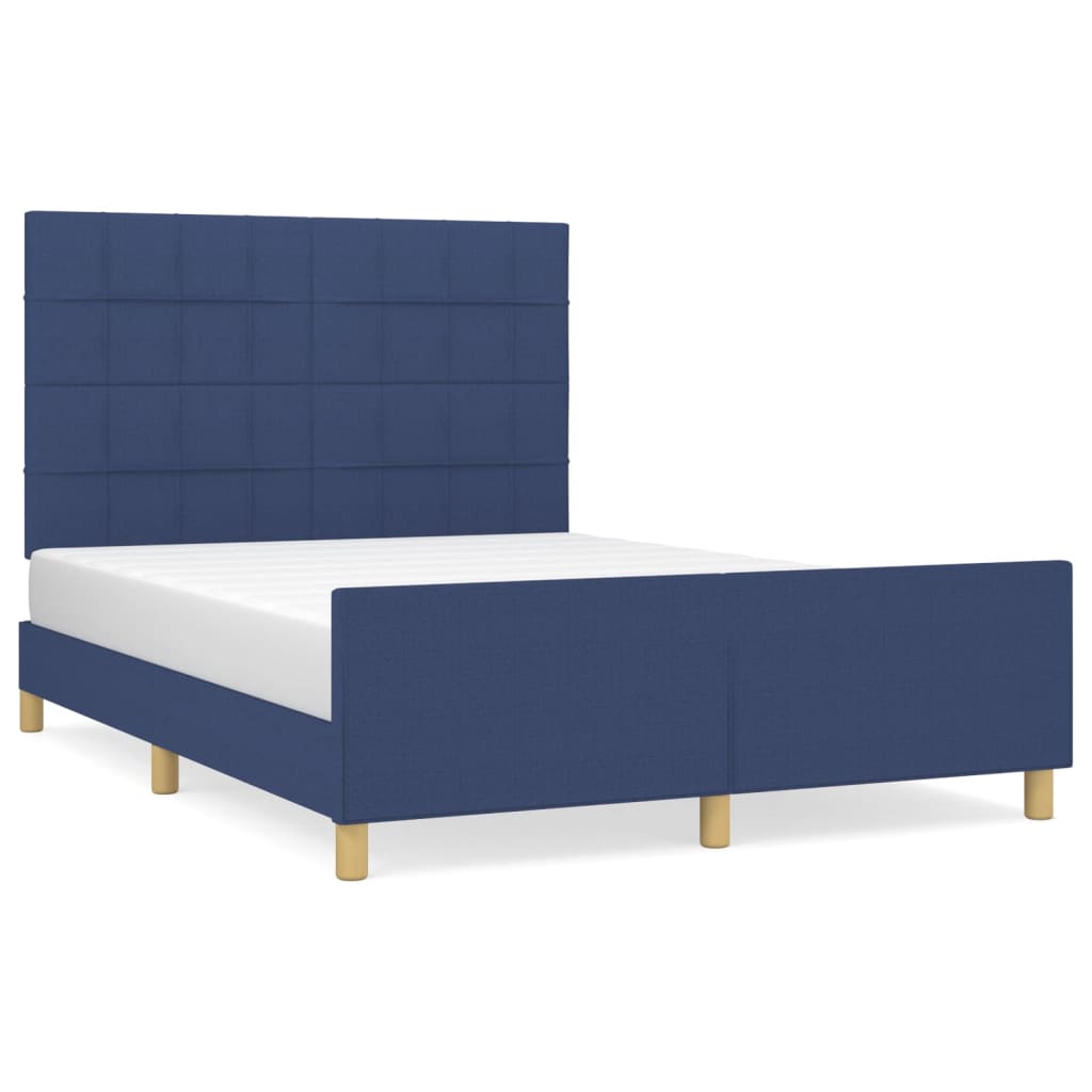 Cadre de lit sans matelas bleu 140x190 cm tissu