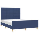 Cadre de lit sans matelas bleu 140x190 cm tissu